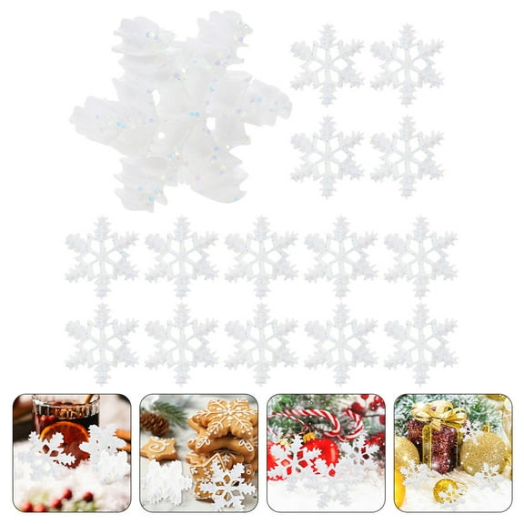 UPOUART 100pcs Snowflake Decorations White Resin Mini Snowflake Ornament DIY Craft Christmas Parties Home Decoration