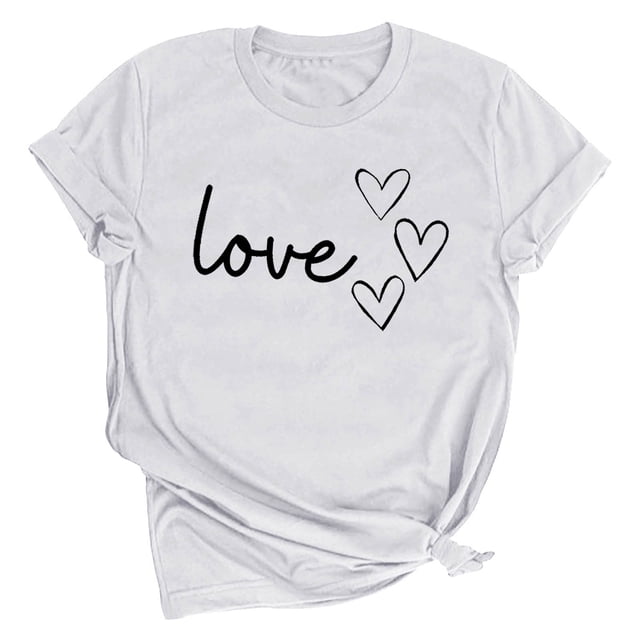 LSLJS T-shirt Imprimé Amoureux pour Femmes, Col Rond, Manches Courtes, Cadeaux pour Femmes