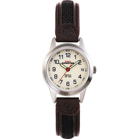 Timex Women's Expedition Metal Field Mini Watch, Brown Nylon/Leather Strap