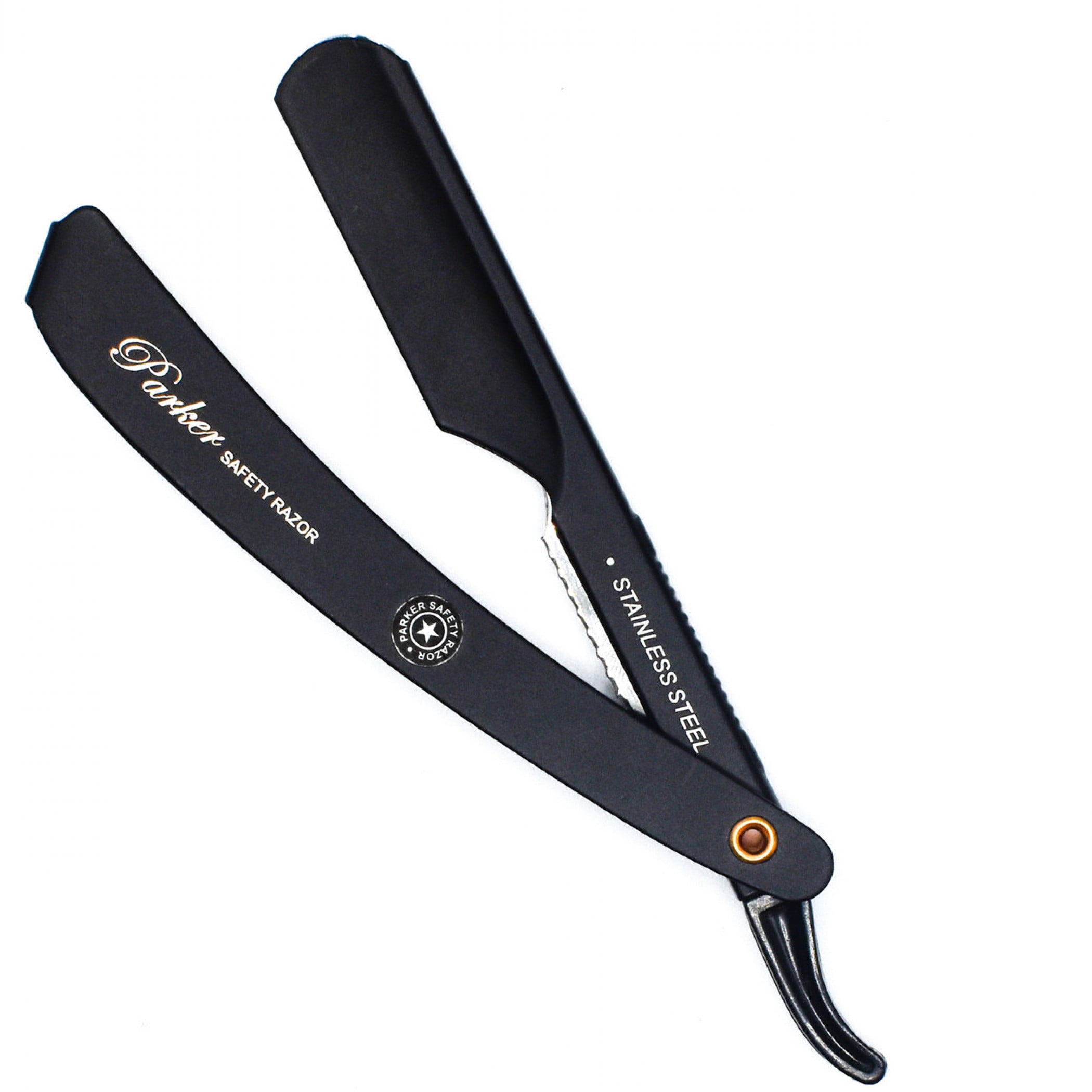 Parker PTABK Stainless Steel Adjustable Straight Razor, Black