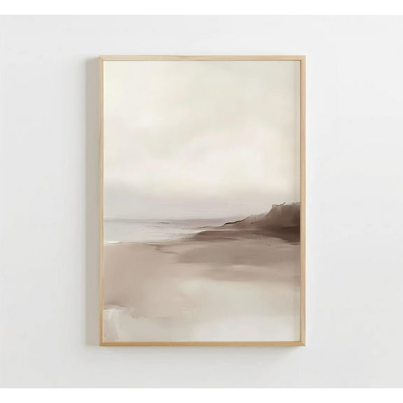 Abstract Neutral Seascape Painting Print, Minimalist Beige Landscape Artwork, Large Wall Art, Modern Wall Decor, 8x12 UNFRAMED