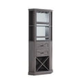 thumbnail image 3 of Gramercy Way Corner Bar Cabinet with Rotating Wine Rack Grey, 3 of 5