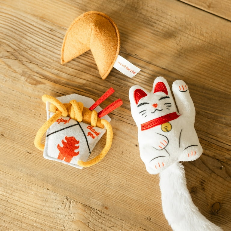 Vibrant Life Lucky Cat Toys with Catnip 3 Pack Plush White Cat