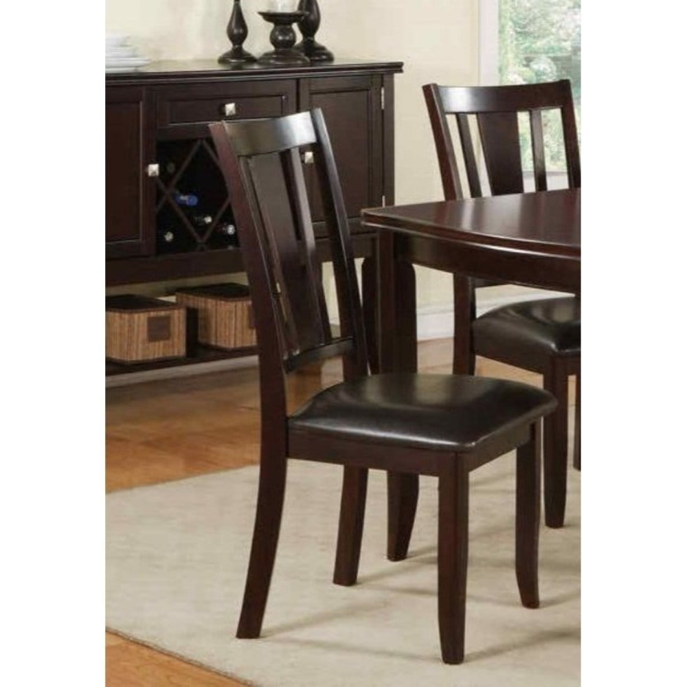 Benzara Contemporary Rubber Wood Dining Chair With Upholstered Seat Set Of 2 Brown