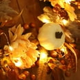 thumbnail image 4 of Xiwaer Halloween Wreath Autumn Wreath Decorative Maple Leaf Hydrangea Pumpkin Wall Hanging for Halloween Front Door Home Simulation Flowers，A, 4 of 8