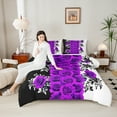 thumbnail image 3 of Manfei Purple Rose Queen Comforter Set,Rustic Flower Floral Bedding Sets,Blue Black White Bedding Comforter Set For Men Women,Super Cozy Room Decor,3 Pieces, 3 of 7