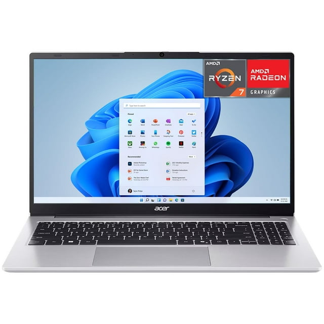 Laptop ACER Aspire 3 AMD Ryzen 7 7730U 16GB 512GB SSD 15.6” Full HD W11 Plata Teclado Ingles Ideal para Trabajo y Multitarea