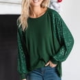 thumbnail image 2 of Women's Sequin Stitched Long Sleeve Women's Round Neck Loose Raglan Sleeve Top Tee Shirts Woman, 2 of 4