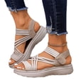 thumbnail image 2 of Women's Comfortable Walking Sandals with Elastic Strap Light Weight Casual Summer Sandals for Trendy Footwear,42, 2 of 6