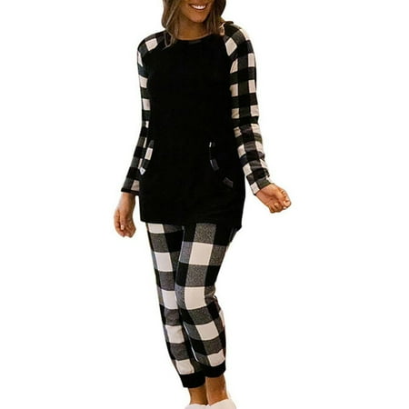 

AVAIL PajamaGram Pajama Set for Women - Polyester Jersey Plaid Sleepwear Pajamas Women