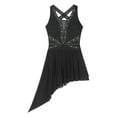 thumbnail image 5 of Alvivi Women Halter Neck Lyrical Ballet Dance Dress Modern Contemporary Figure Skating Costume Black XXL, 5 of 7