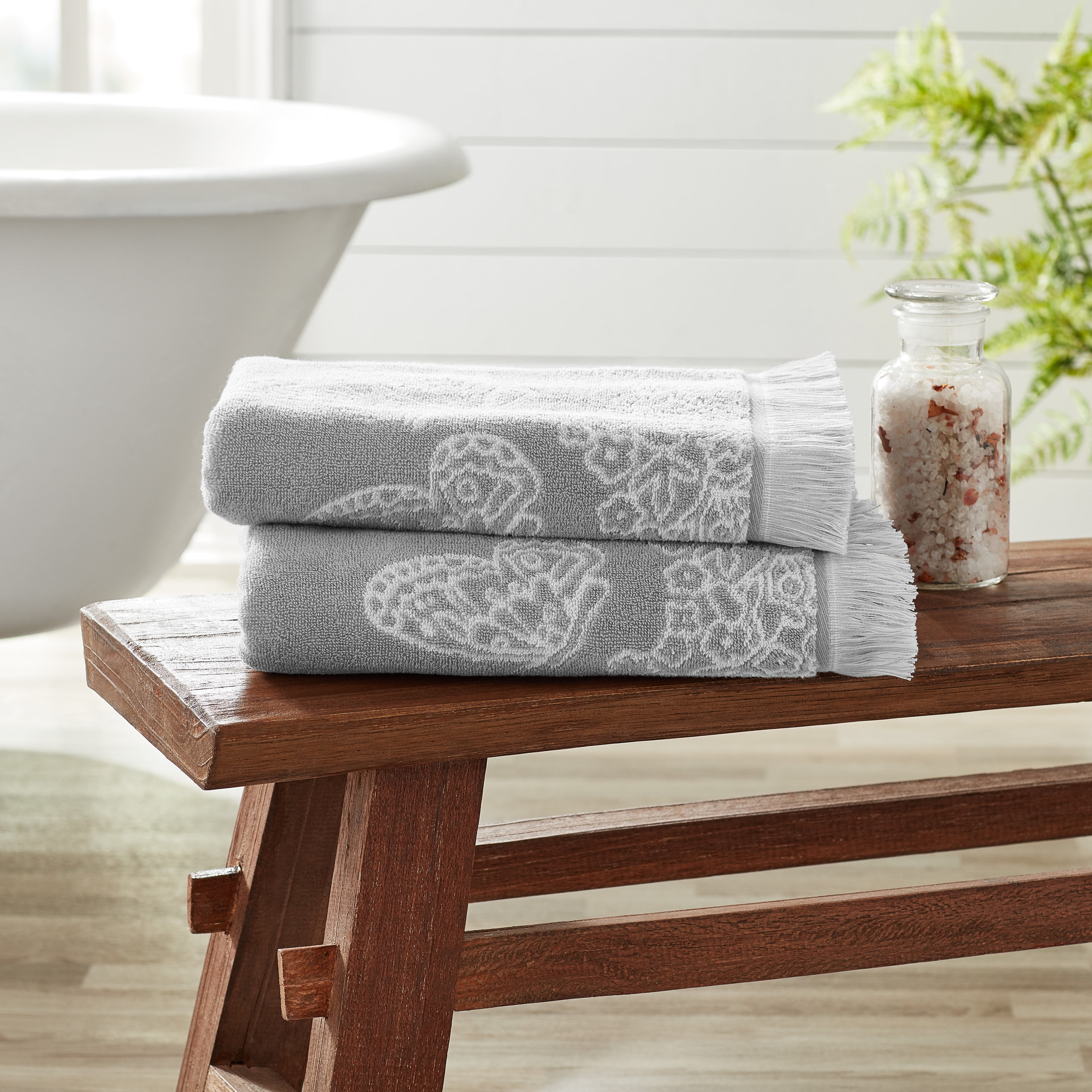 The Pioneer Woman Ditsy Dot 4-Piece Cotton Bath & Hand Towel Set, Size: Bath - 27 inchx52 inch| Hand - 16 inchx28 inch