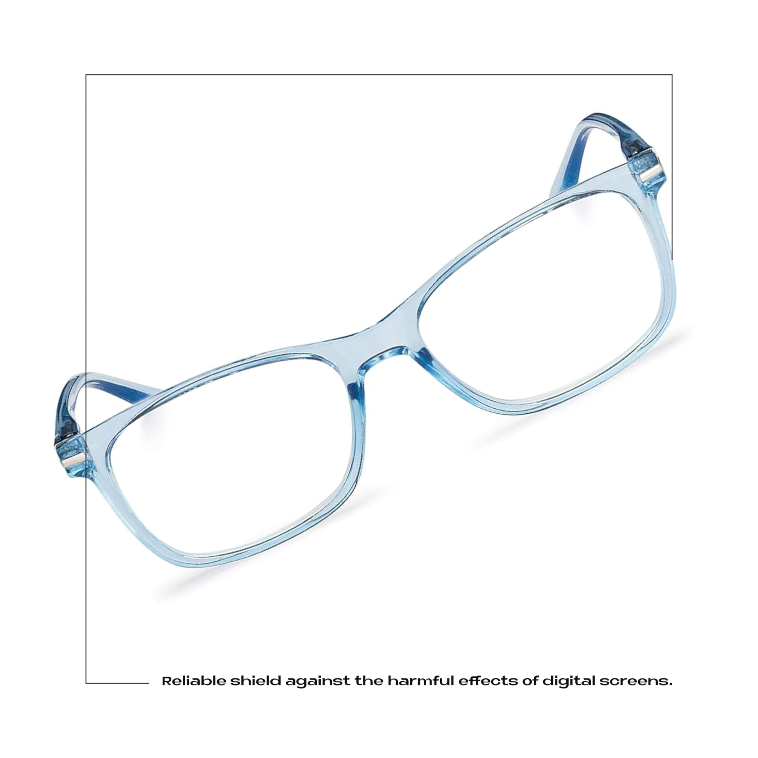 Readerest Blue Light Blocking Reading Glasses (Light Blue, 2.50 Magnification) Computer Eyeglasses With Thin Reflective Lens, Antiglare, Eye Strain, UV Protection, Stylish For Men And Women