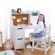 thumbnail image 2 of QinaQin Escritorio infantil con silla y alzada, mesa de estudio con almacenamiento, repisas, gabinetes, librero y tablero de corcho, ideal para niños de 5 a 12 años, 2 of 7