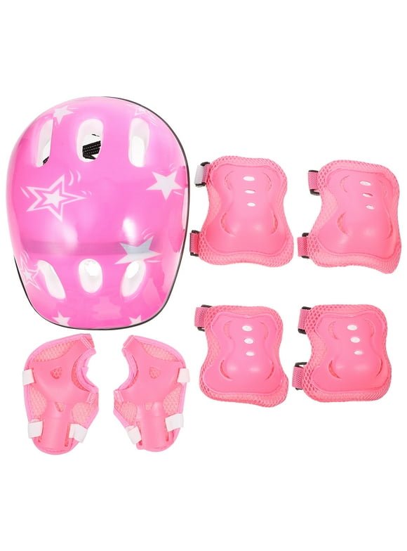 7pcs in 1 Kids Bike Helmet and Pads for 3-12 Years Boys Girls Toddler Helmet for Cycling Skating Scooter Inline Skating-Pink