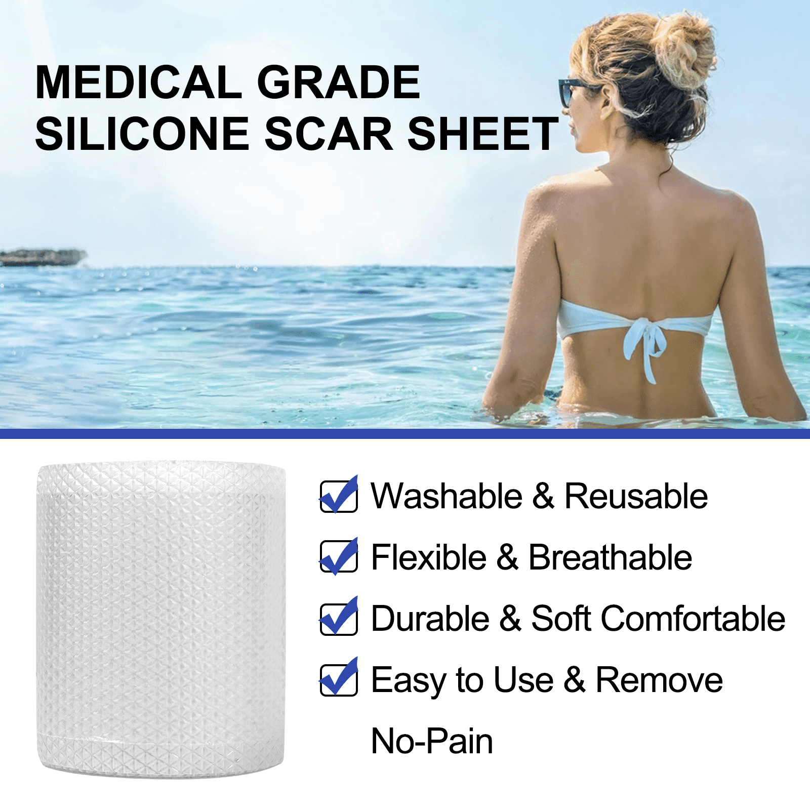 3M Scar Away Silicone Sheets Clear Gel Silicone Tape Invisible Strips  Transparent Advanced Removal Scars Patches