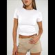 thumbnail image 5 of Camisetas Básicas de Verano para Mujer, Corta, Cuello Redondo, Corte Entallado, Bonitos Jerséis Cortos XS, 5 of 8