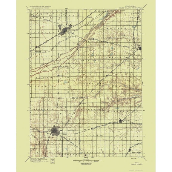 Topographical Map - Grand Island Nebraska Quad - USGS 1897 - 23 x 28.34 - Vintage Wall Art