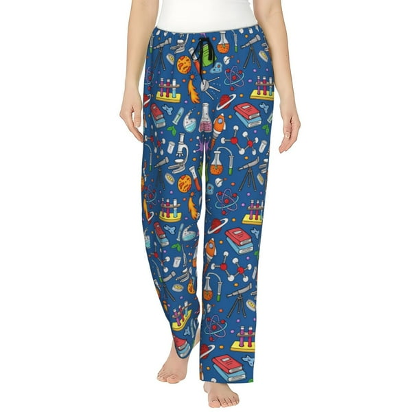 Fotbe Different Chemical Things Pantalones de Pijama para Mujer, Pantalones de Dormir, Pantalones Pj con Cordón y Bolsillos-Large