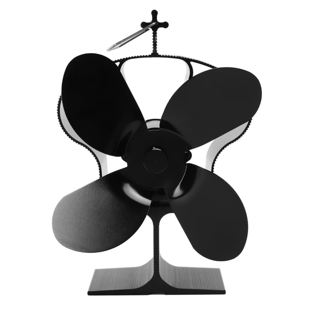 Ventilador de estufa de 4 aspas con encendido automático, resistente a altas temperaturas, color negro, diámetro 152 mm, LT381, estilo corona