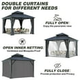 thumbnail image 4 of Gartoo 12 Ft x 12 Ft Outdoor Hardtop Gazebo Heavy Duty Pavilion with Aluminum Frame, Galvanized Steel Double Roof Gazebos with Netting and Curtains for Garden, Patio, Lawns, 4 of 8