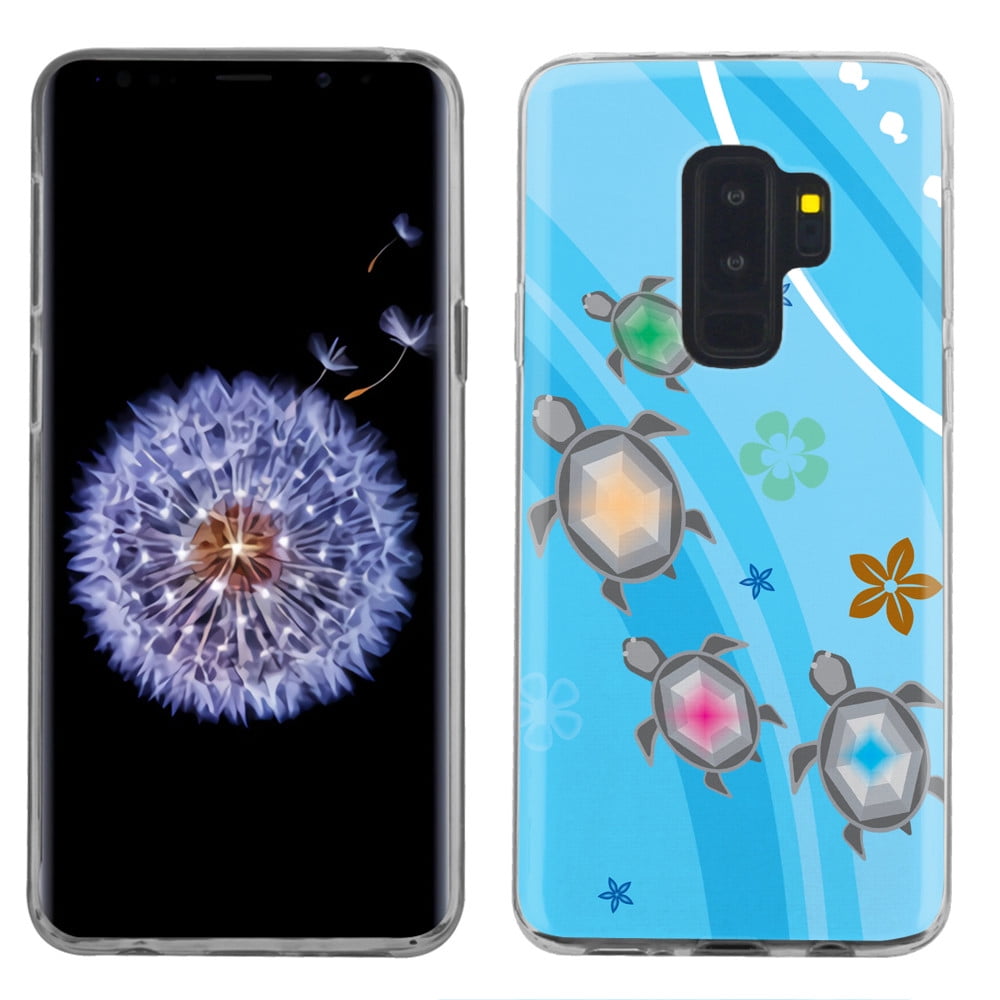 Slim-Fit Case for Samsung Galaxy S9 PLUS, OneToughShield ® Scratch-Resistant TPU Protective Phone Case - Happy Turtle