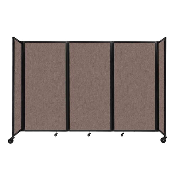 "Versare Room Divider 360 Portable Wall Partition | 3 Panels Wide | 8'6" x 6' Latte Fabric Panels"