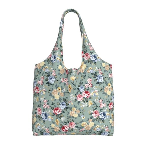 Vsdgher Rose Flowers Print canvas Tote Bag, Lightweight Cloth Bags, Suitable for shopping, groceries, travel