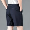 thumbnail image 5 of Lovskoo Men's Dress Shorts Flat Front Solid Color High Waist Knee Length Pants Business Suit Pants Straight Leg Shorts Navy, 5 of 6