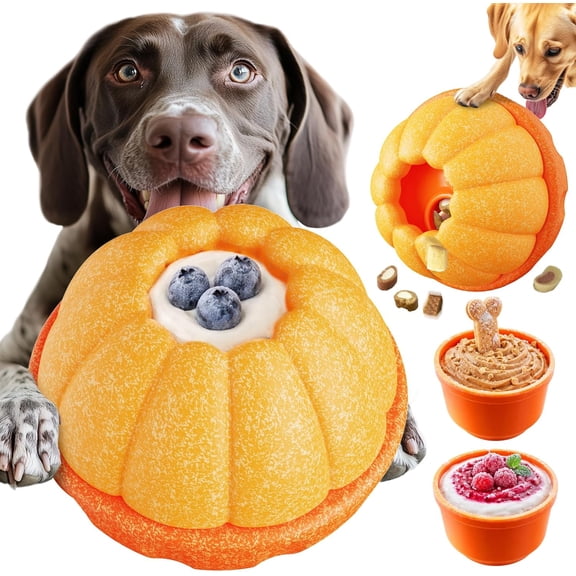 KADTC 3-in-1 FrostLick Frozen Treat Ball, No-Transfer Fill & Freeze Lick Cup, Treat Dispensing & Tough Chew Toy for Dogs