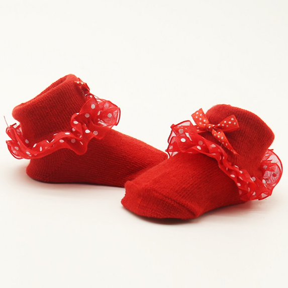 Eleanos Newborn Baby Girls Princess Floral Lace Bowknot Socks Infants Cotton Ruffle Frilly Trim Ankle Socks