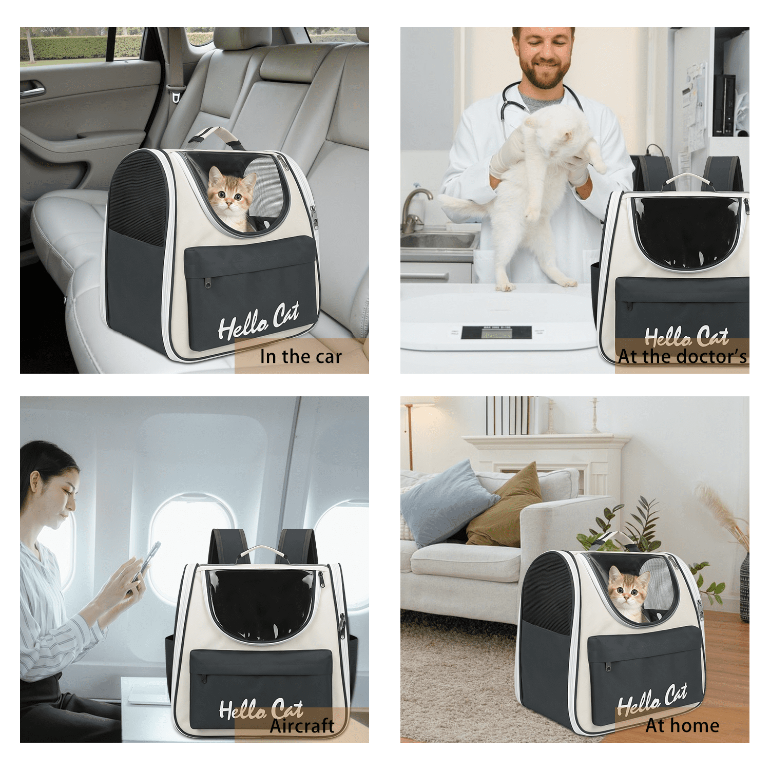 Cat Carrier Bags Portable Breathable pet Backpack for Cats,with Shoulder Straps and Hand-Carry ,Traveler Backpack Pet Carriers for Cats and Small Dogs(Grey)