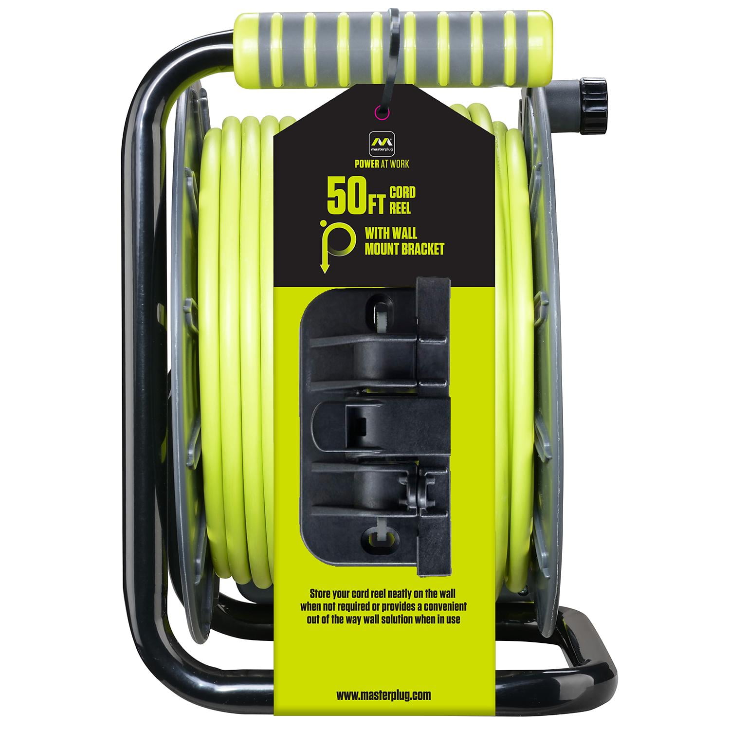 Masterplug Extension Cord Reel (50 Foot) with Wall Mount