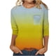 thumbnail image 1 of 3/4 Manga Superior de las Mujeres Casual Color Sólido Cuello Redondo con Bolsillo, Blusa de Suéter para Primavera Verano Diario, 1 of 3