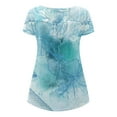 thumbnail image 4 of JGGSPWM Women Tops Plus Size Hide Belly Tunic Short Sleeve T Shirts 2023 Summer Button Up Henley Shirts Cute Tshirt Dressy Casual Blouses Pleated Swing Tunics 8-Marble PrintLight Blue S, 4 of 5