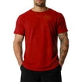 thumbnail image 2 of Mens Oversized T Shirt Summer Solid Casual Drop Shoulder Crew Neck Elbow Sleeve T Shirts for Man Streetwear, 2 of 5