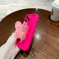 thumbnail image 4 of Cute Solid Color Phone Case with Butterfly Wing Holder for iPhone Compatible with iPhone 15 Pro Max, Sakura Pink, 4 of 8