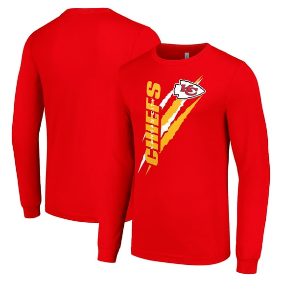 Men's Starter Red Kansas City Chiefs Color Scratch Long Sleeve T-Shirt