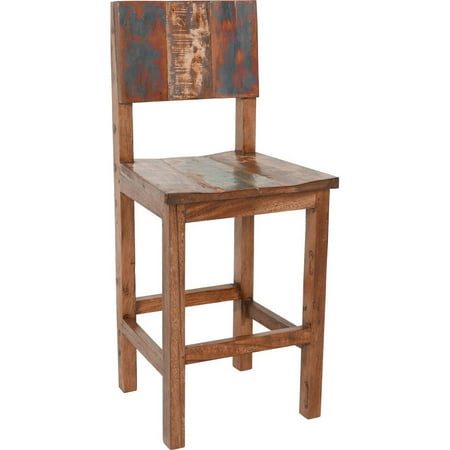 Vintage Reclaimed Fishing Boat Wood Counter Stool