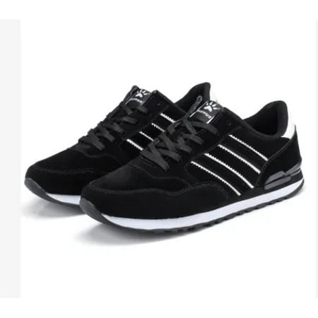 

Autumn Men Sneakers Natural Pig Skin Material Male Trainers Outdoor Stylish Shoes Lace-up Flats Non-slip Rubber Sole Blue Grey