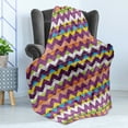 thumbnail image 4 of Chevron Soft Flannel Fleece Throw Blanket, Chevron Schemes on Wood Texture Geometrical Similar to Triangle Vibrant Graphic, Cozy Plush for Indoor and Outdoor Use, 60" x 80", Multicolor, by Ambesonne, 4 of 5