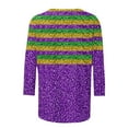 thumbnail image 5 of Cavosen Carnival Day 3/4 Length Sleeve Blouses for Women Holiday Mardi Gras Round Neck Tops Striped Graphic Print Shirts Festival Novelty Blouse Casual Athletic Tees Party Tuesday 2XL, 5 of 5