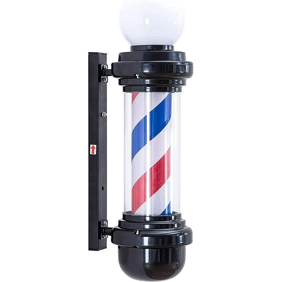 BarberPub 27'' Wall Mounted Barber Pole with LED Light for Hairdressing, Salon Spa Stripes Rotating lamp