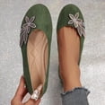 thumbnail image 3 of Viluyesy Womens Ballet Flats Pointed Toe Corduroy Rhinestone Butterfly Slip On Breathable Everyday Formal Comfort Flat Shoes Green Size US5.5, 3 of 10