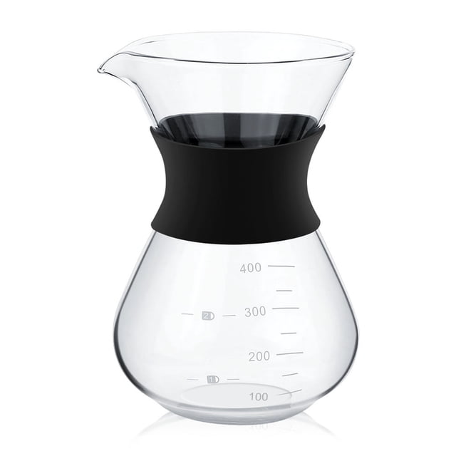 Coffee Pot, 400ML Manual Hand Drip Coffee Maker Glass Heat Resist Coffee Pot With Stainless Steel Filter For Conference Rooms Home Kitchen