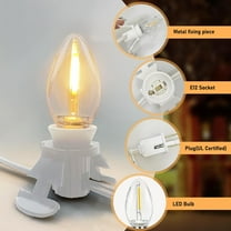 OPVM-Accessory Cord with 9 LED Warm White Light Bulb, 15.5 Ft Christmas Village Light Cord with Clip, C7 Led Night Lights for Indoor Crafts Halloween Pumpkin Christmas Village House Decor, White Wire