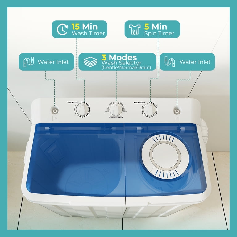 Auertech, Portable Washer, 28 lbs Twin Tub, Drain Pump - Walmart.com