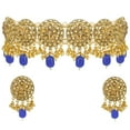 thumbnail image 5 of Efulgenz Indian Jewelry Choker Necklace Maang Tikka Earrings Bollywood Wedding Crystal Kundan Necklace Earrings Head Chain Set, 5 of 5