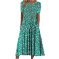 thumbnail image 2 of Fankiway Robe Longue Décontractée à Manches Courtes et Col Rond Imprimé pour Femmes, Grande Taille, Printemps, 8037, 2 of 6