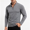 thumbnail image 4 of vdgthytj Shirts for Men Long Sleeve Stand Collar Quarter Zip Lightweight Basic Fall Athleisure Pullover Tops(3X-Large,Dark Gray), 4 of 7